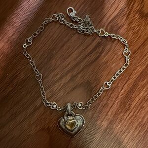 100% authentic Judith Ripka Heart Pendant Necklace with Gold and diamond  Accent